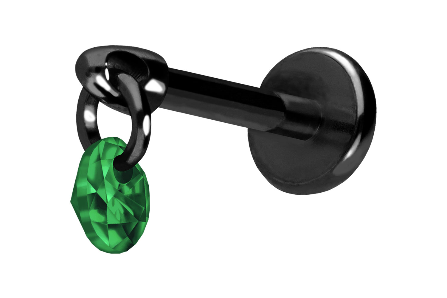 Titan Labret Piercing mit Push Fit RUNDER KRISTALL